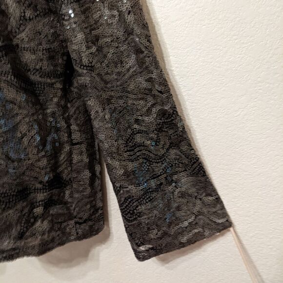 ALEX MARIE Sequin Black Gray Formal  Long-sleeved Top Size M - Picture 4 of 7